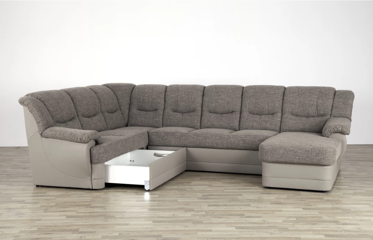 Sedacia súprava Orion, tvar ľavej U, šedá/béžová látka, bez rozkladu 7