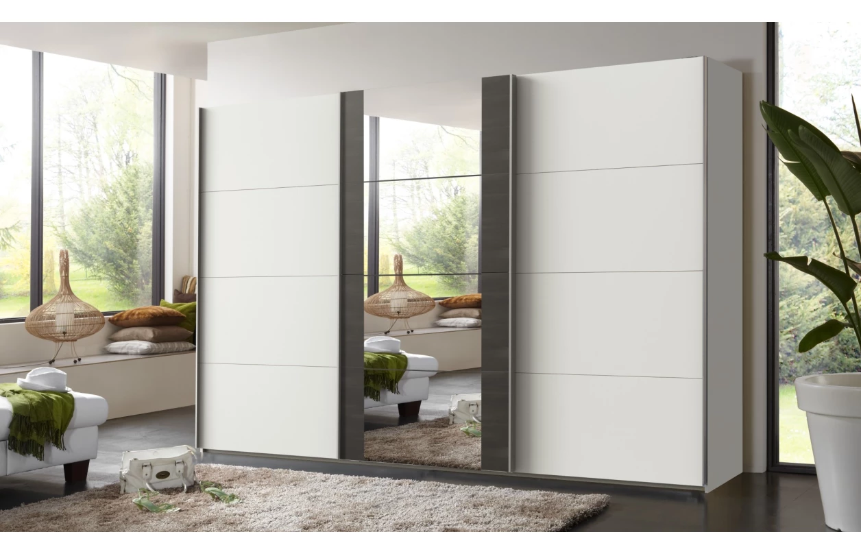 Šatníková skriňa Bern, šírka 313 cm/výška 208 cm, biela/dub artisan 3