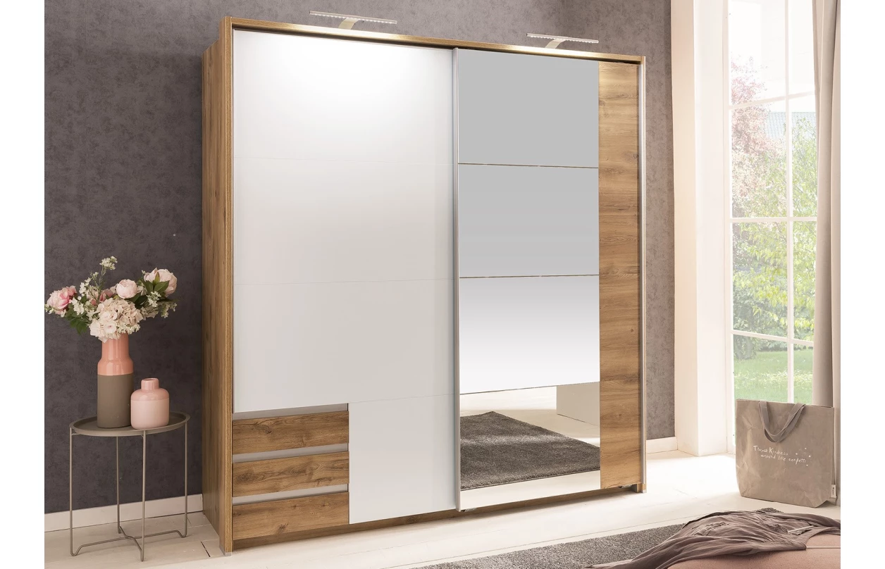 Paspartový rám k šatníkovej skrini Emden, 138 cm, biely 5