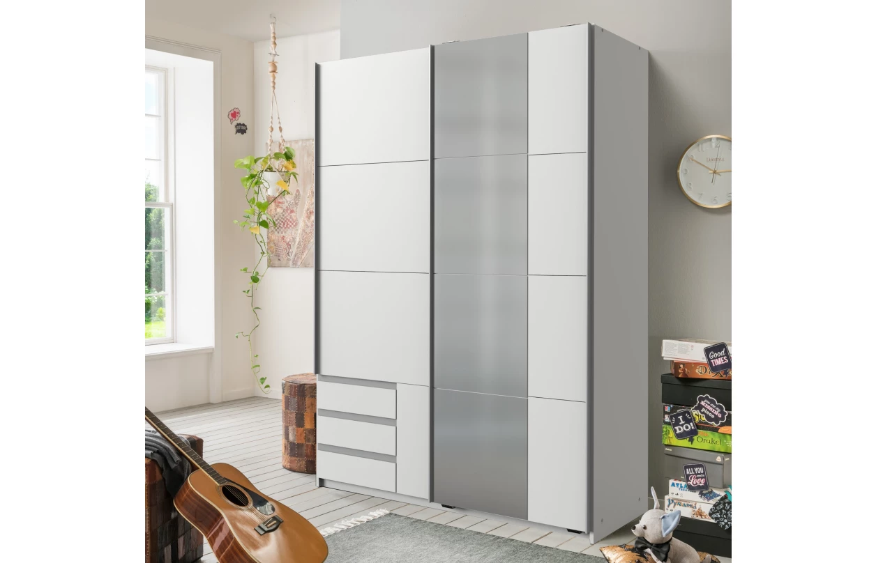 Paspartový rám k šatníkovej skrini Emden, 138 cm, biely 7