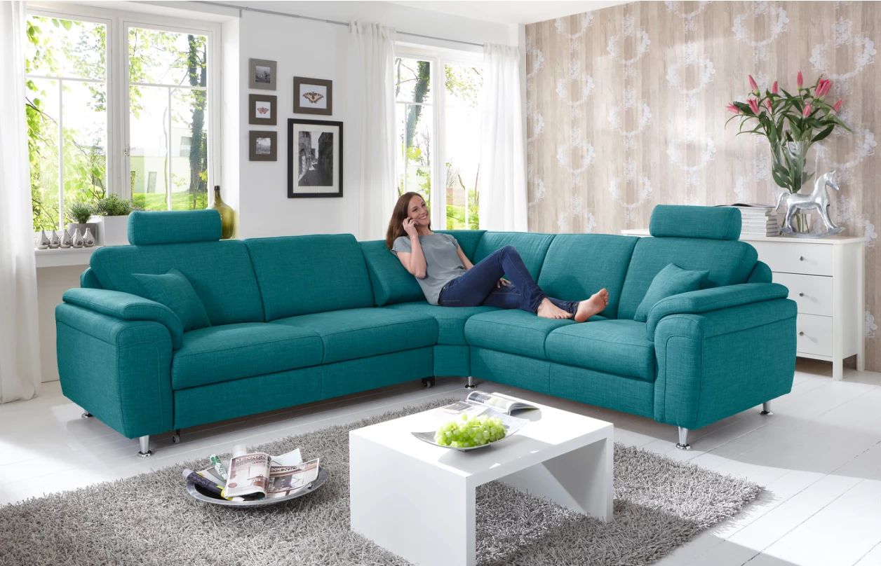 Rohová sedacia súprava s kreslom Omaha, šedá látka, s funkciami 3