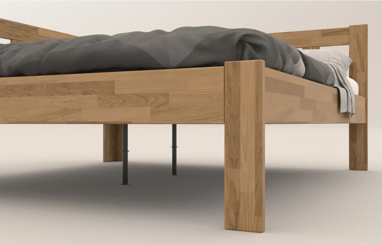 Rohová posteľ so zástenou vľavo Tema L 180x200 cm, prírodný buk