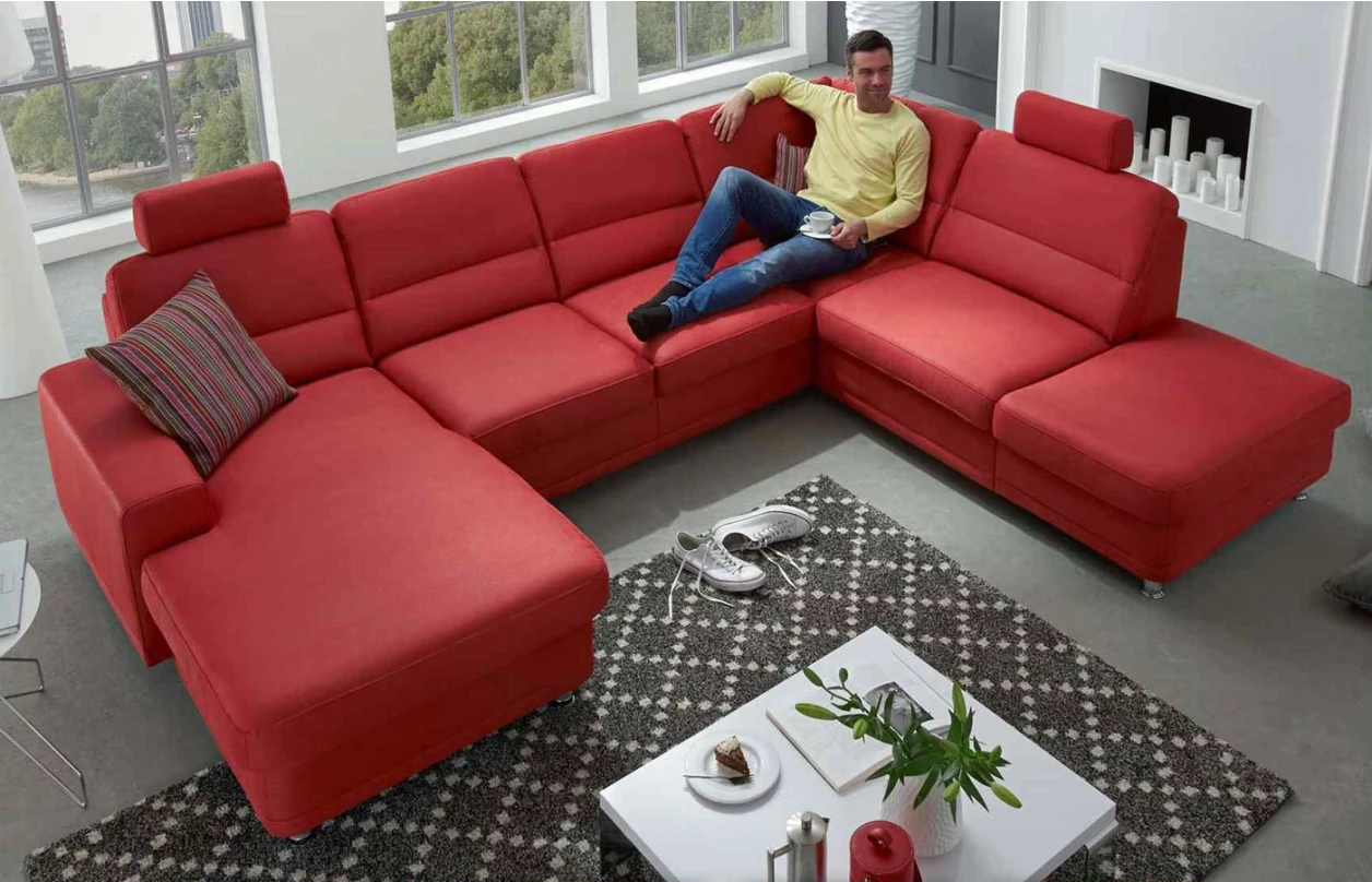 Sedacia súprava Pongau, tvar U, horčicovo žltá látka, bez funkcií