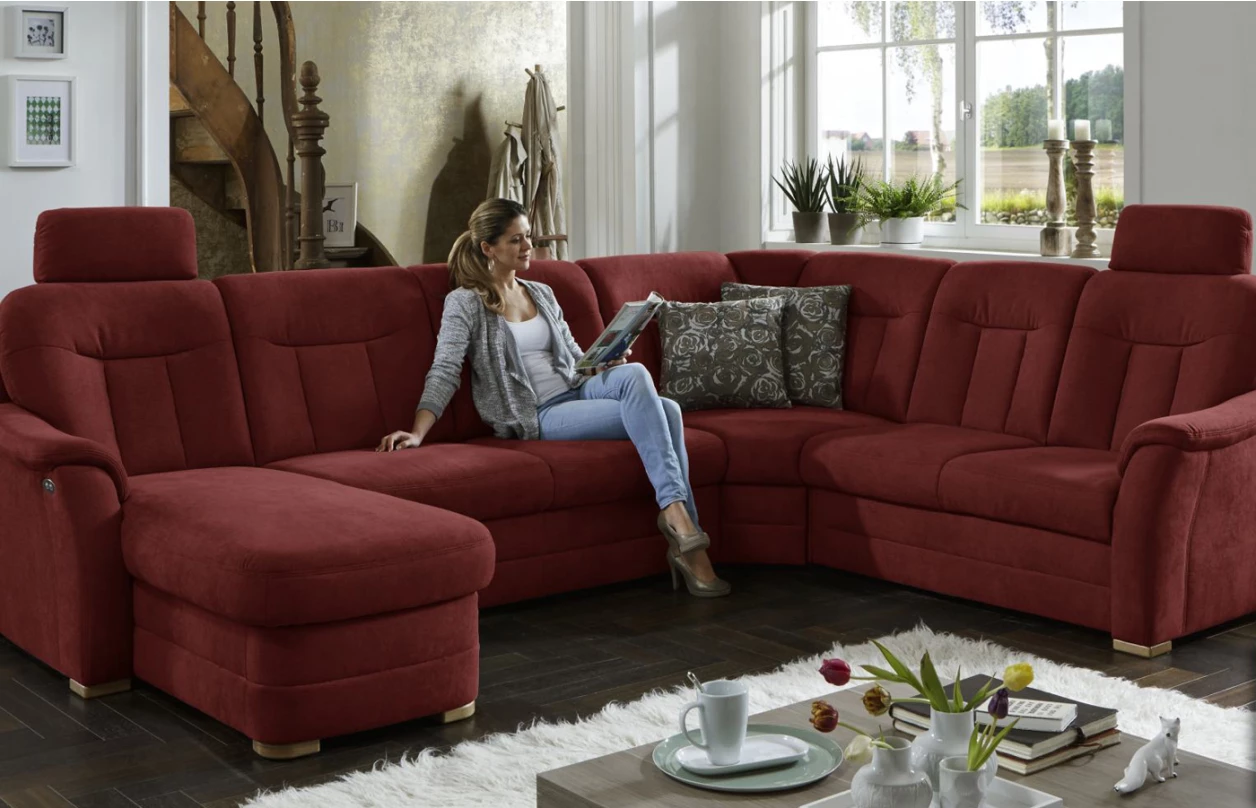 Sedacia súprava Relaxness, tvar U, svetlo šedá látka, s funkciami 4