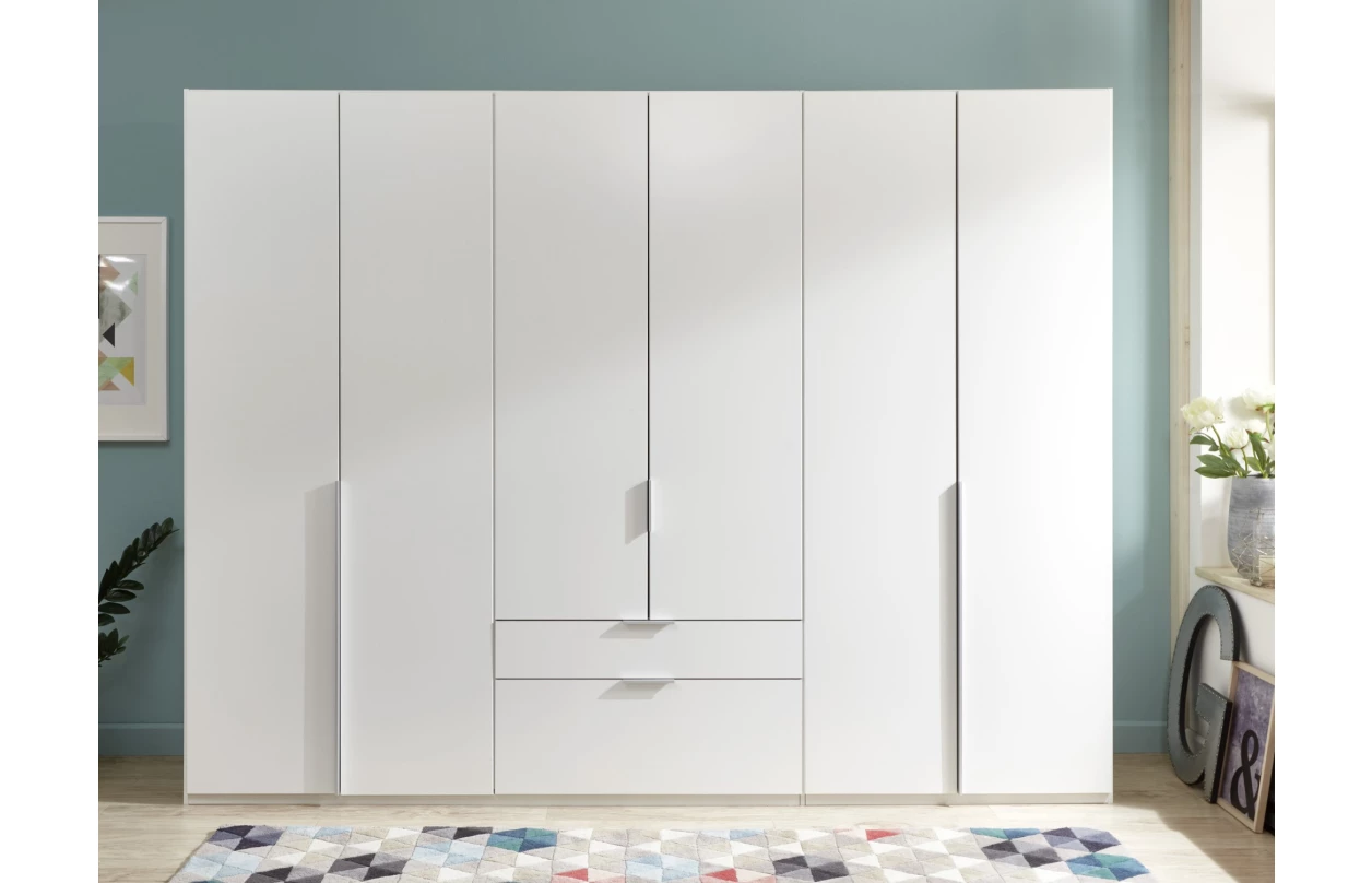 Šatníková skriňa New York D, 135 cm, biela / biely lesk 4