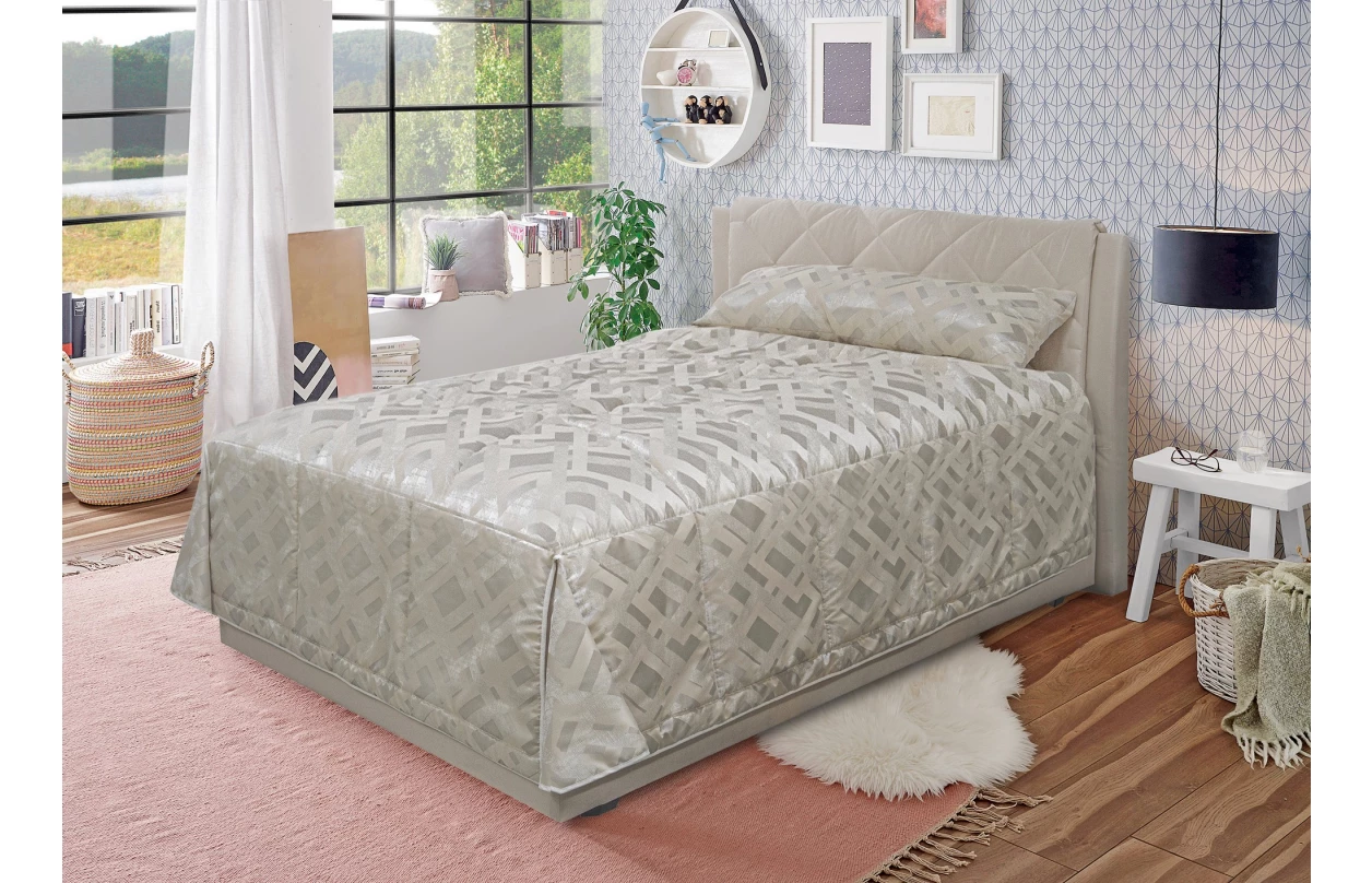 Posteľ Virginia 120x200 cm, krémová tkanina 3