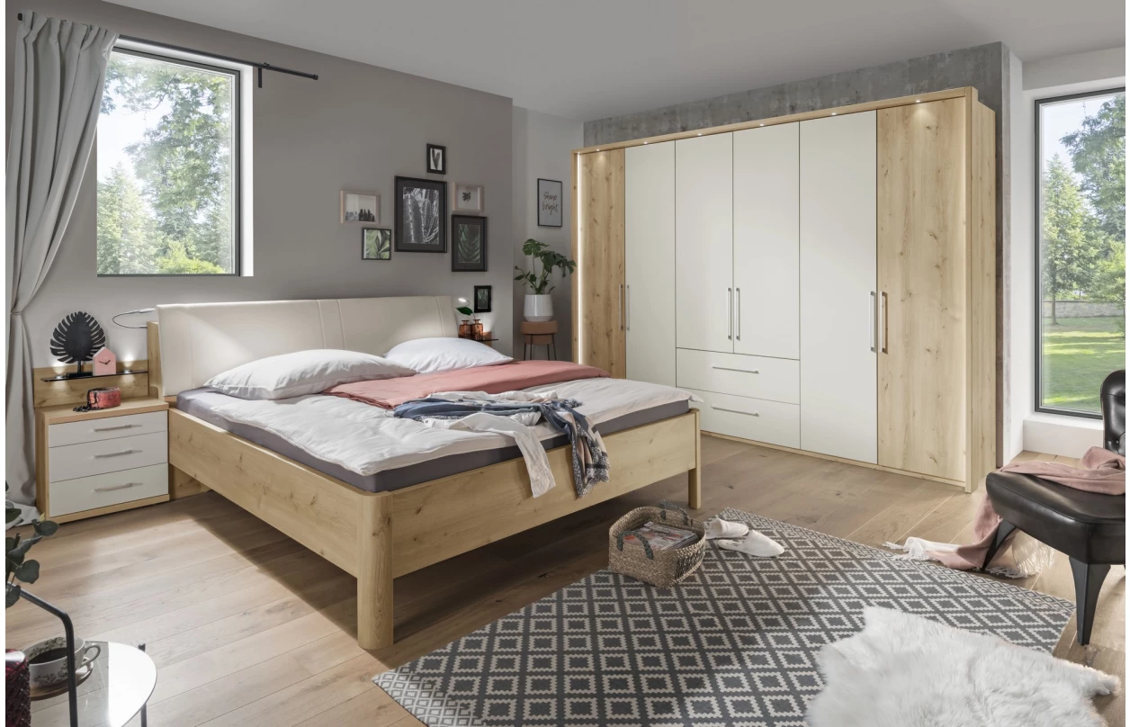 Šatníková skriňa Kanada, 300 cm, dub bianco/šedá