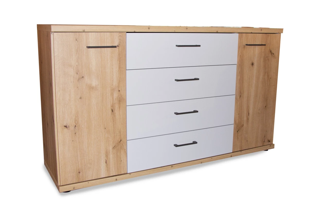 Šatníková skriňa Kanada, 300 cm, dub bianco/šedá