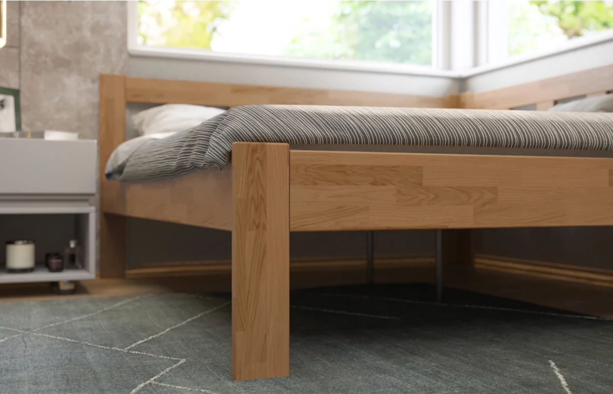 Rohová posteľ so zástenou vpravo Tema P 180x200 cm, šedý buk