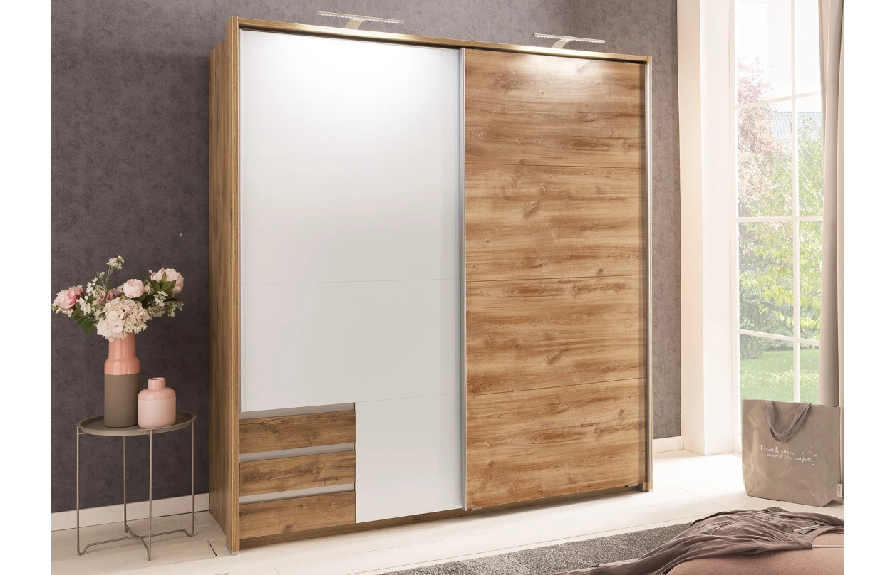 Paspartový rám k šatníkovej skrini Emden, 185 cm, biely 4