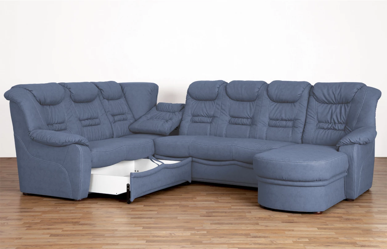 Sedacia súprava Elvis U, hnedá látka v optike koža, bez rozkladu 2