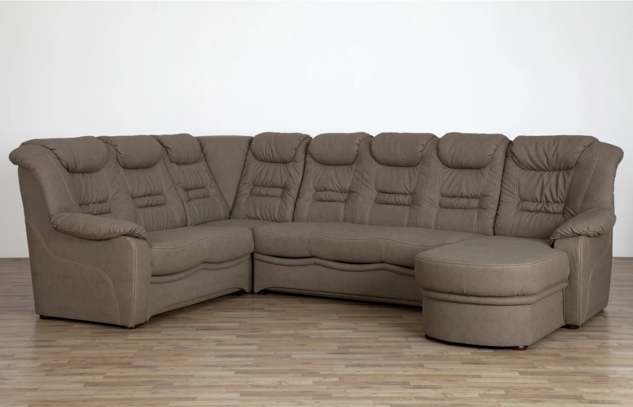 Sedacia súprava Elvis U, hnedá látka v optike koža, bez rozkladu 3