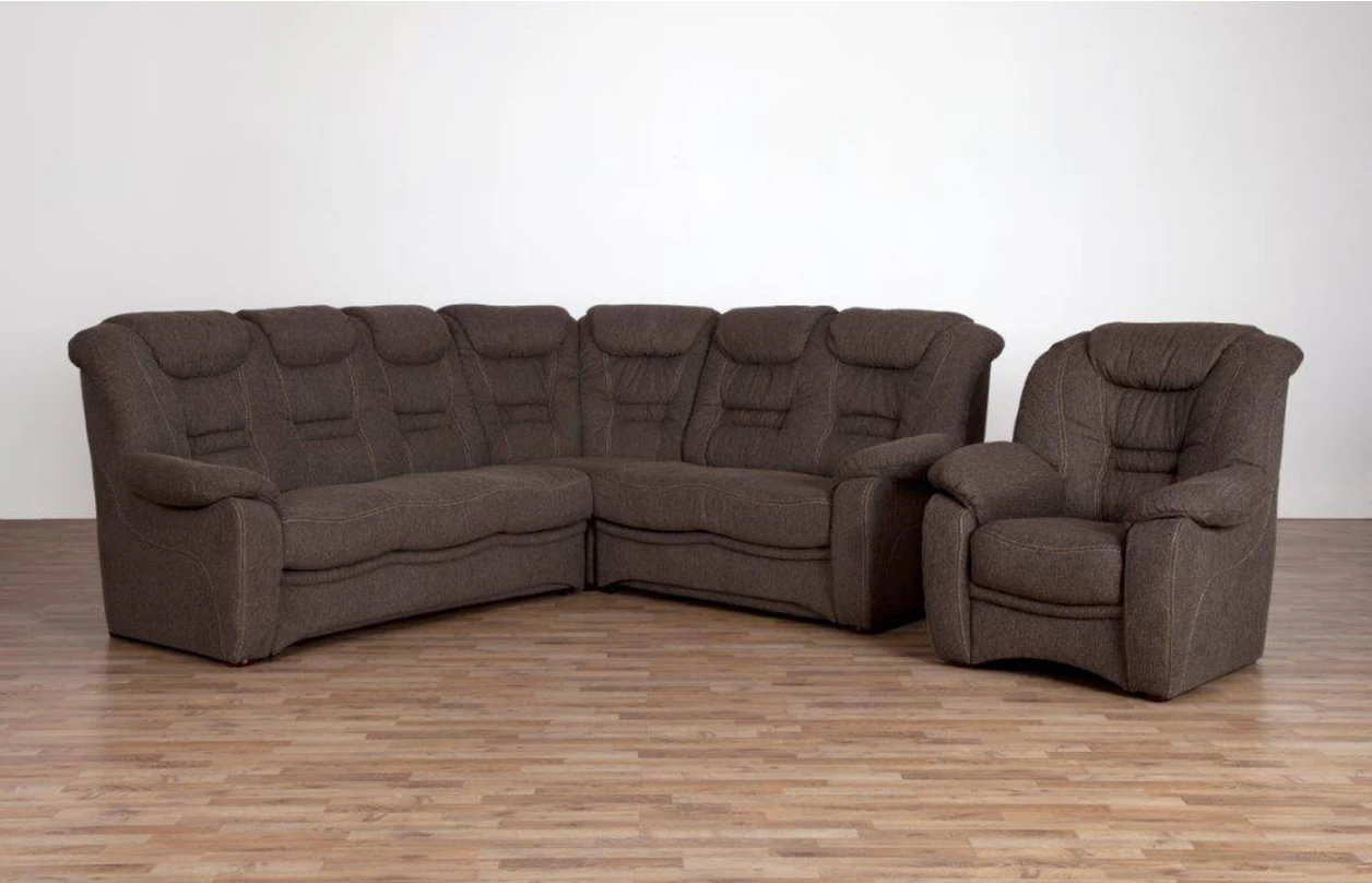 Sedacia súprava Elvis U, hnedá látka v optike koža, bez rozkladu 8