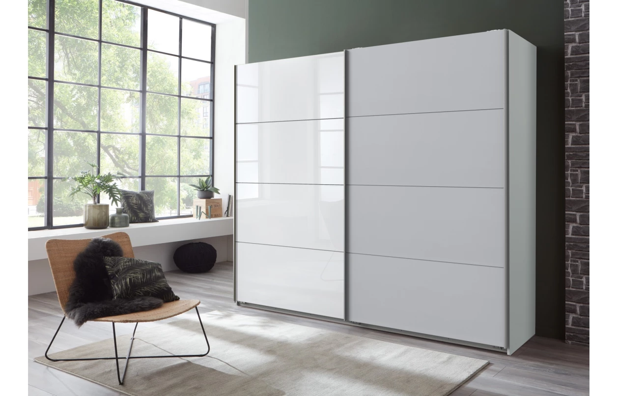 Šatníková skriňa Easy Plus, šírka 270 cm/extra výška 236 cm, grafit/sklo 9