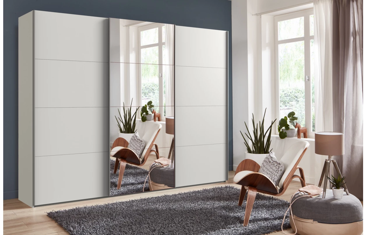Šatníková skriňa Easy Plus, šírka 270 cm/extra výška 236 cm, grafit/sklo 11