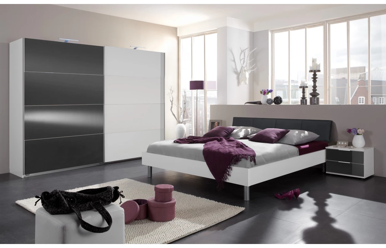 Šatníková skriňa Easy Plus, šírka 270 cm/extra výška 236 cm, grafit/sklo 13