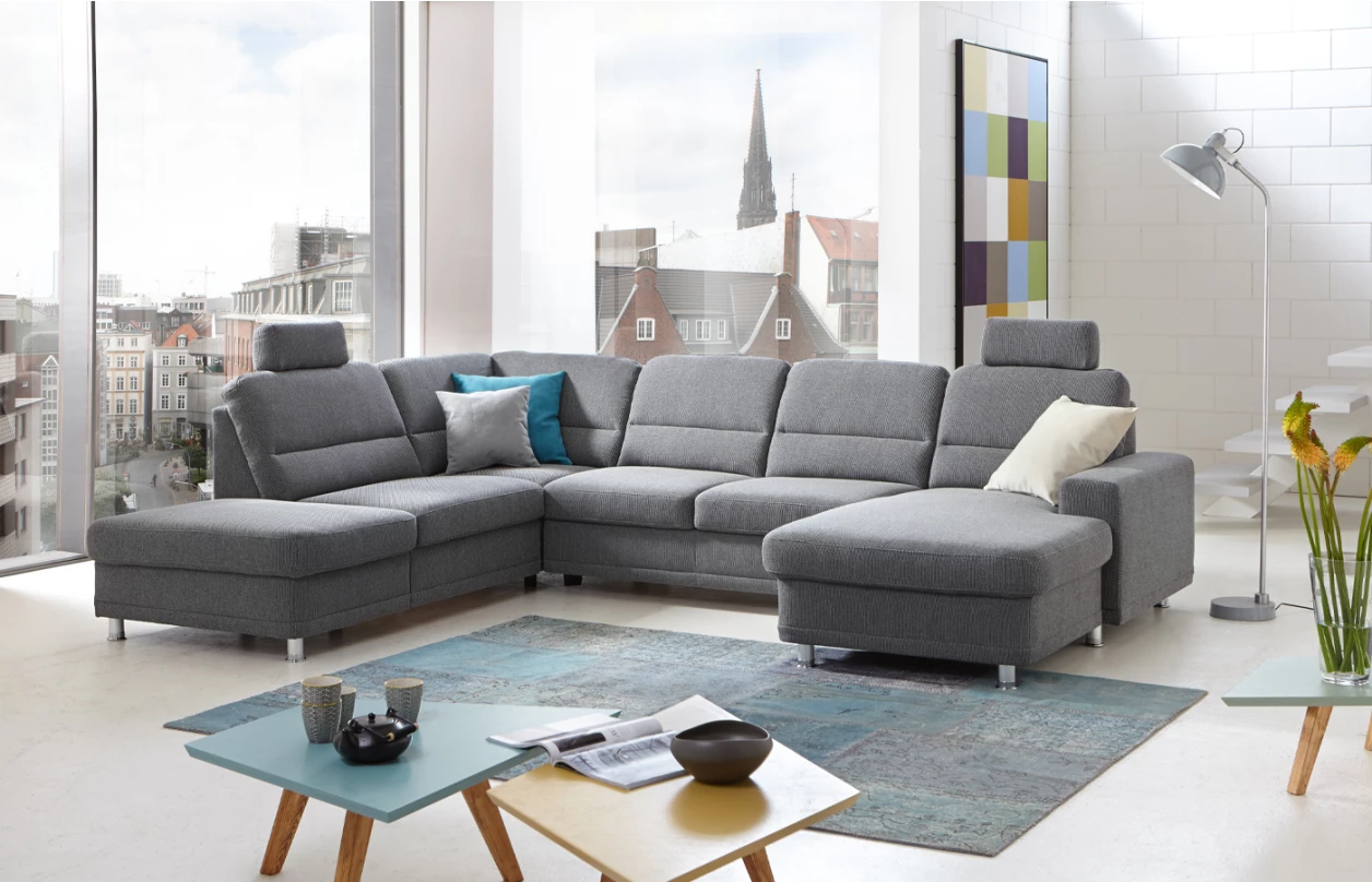 Sedacia súprava Pongau, tvar U, horčicovo žltá látka, s funkciami 1