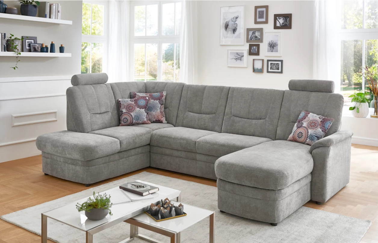 Sedacia súprava Skin, svetlo béžová látka, tvar U 1