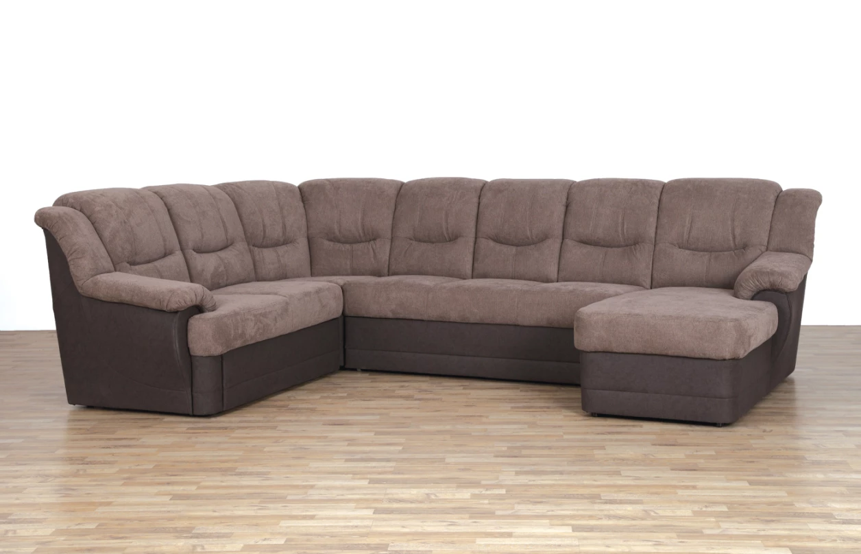 Sedacia súprava Orion, tvar U, šedo-hnedá tkanina / ekokoža Sedacia súprava