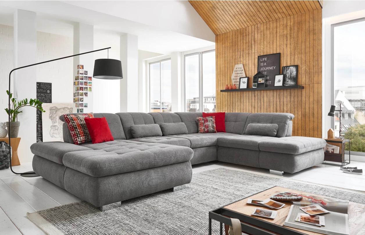 Rohová sedacia súprava Spotlight, ružová látka, pravý roh, bez funkcií 1