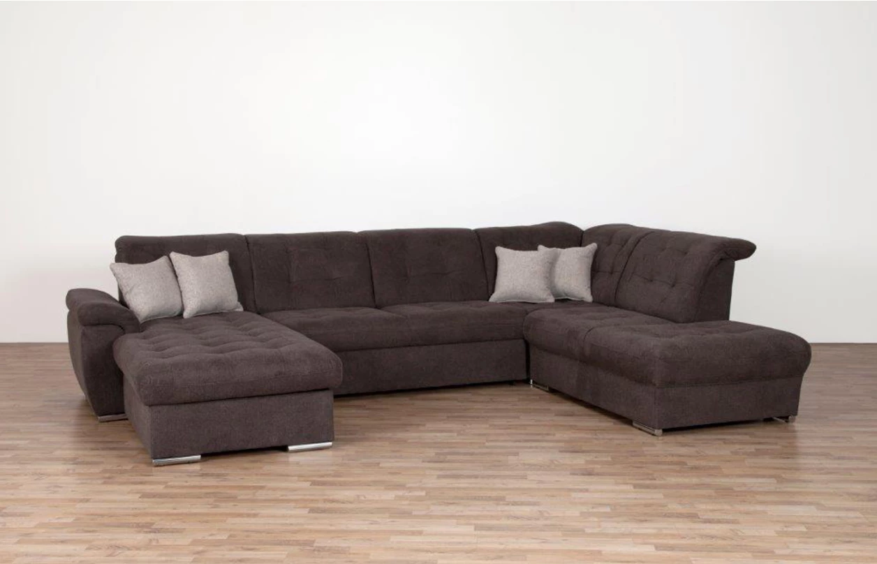 Rohová sedacia súprava Bilbao, tmavo šedá látka, pravý roh, bez rozkladu 1