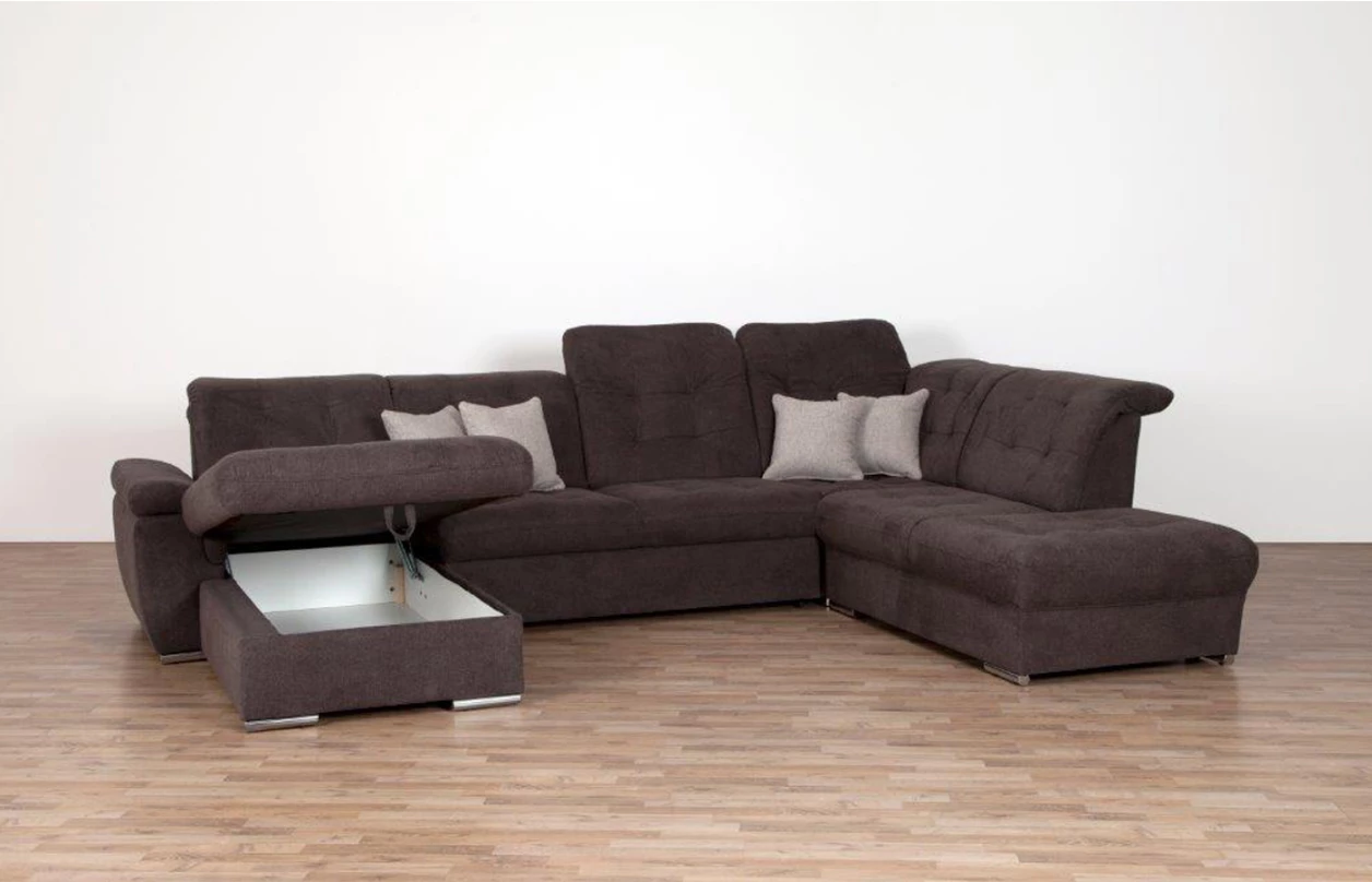 Rohová sedacia súprava Bilbao, tmavo šedá látka, pravý roh, bez rozkladu 3