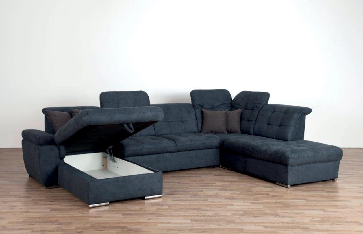 Rohová sedacia súprava Bilbao, tmavo šedá látka, pravý roh, bez rozkladu 4