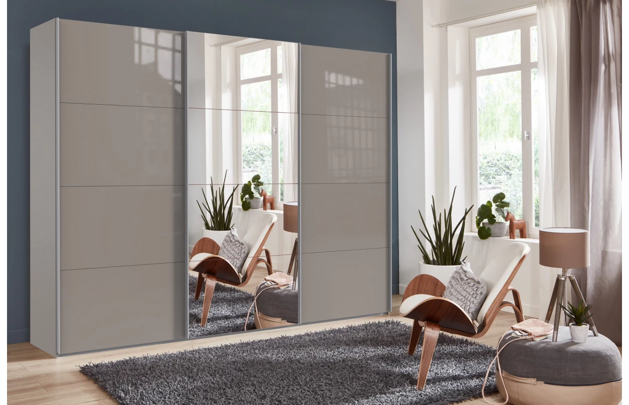Šatníková skriňa Easy Plus, šírka 270 cm/výška 208 cm, grafit/sklo 15