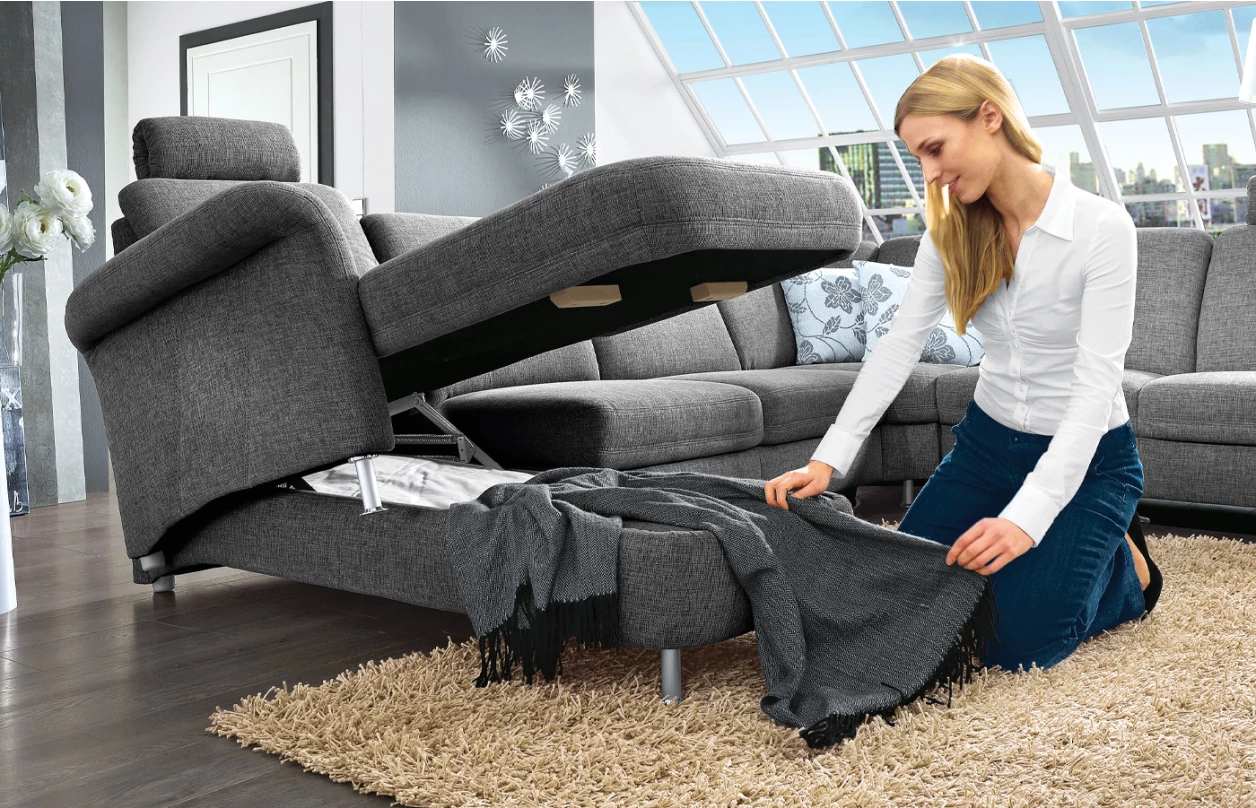 Sedacia súprava Joker, tvar U, šedá látka, bez funkcií 5