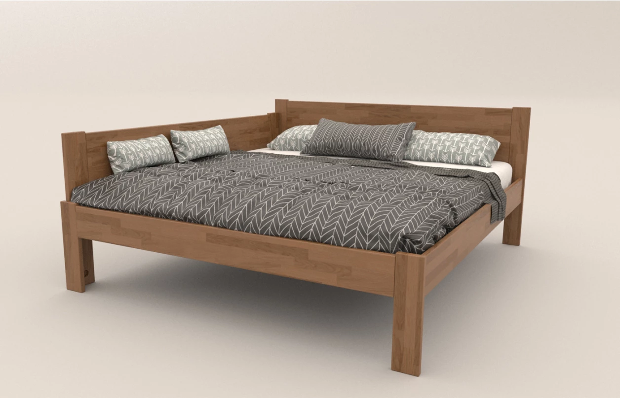 Rohová posteľ so zástenou vľavo Fava L 180x200 cm, šedý buk 1