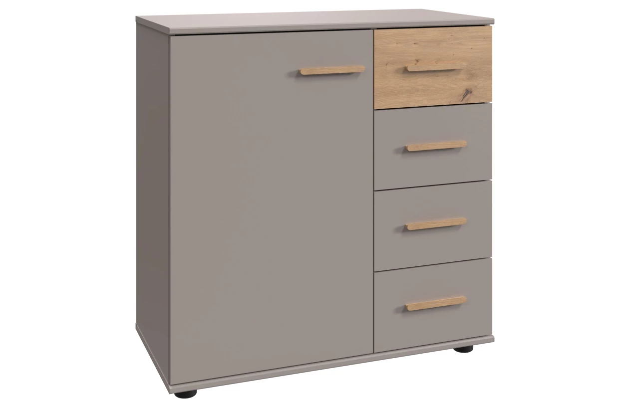 Šatníková skriňa so zásuvkami Digit, 225 cm, béžová kašmír/dub artisan 23