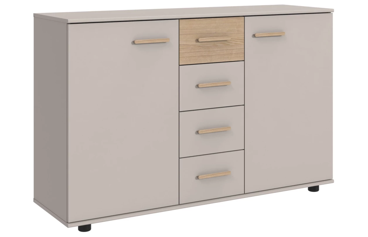 Šatníková skriňa so zásuvkami Digit, 225 cm, béžová kašmír/dub artisan 55