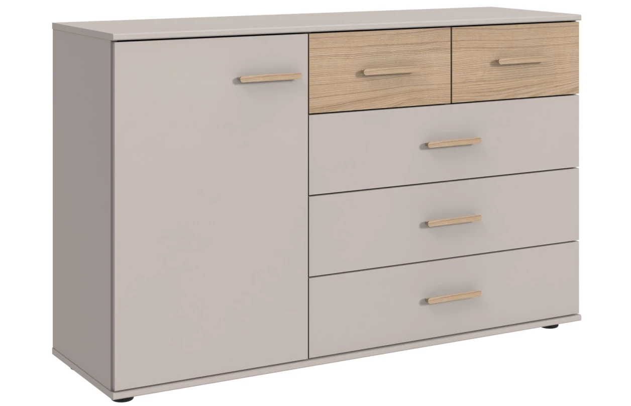 Šatníková skriňa so zásuvkami Digit, 225 cm, béžová kašmír/dub artisan 56