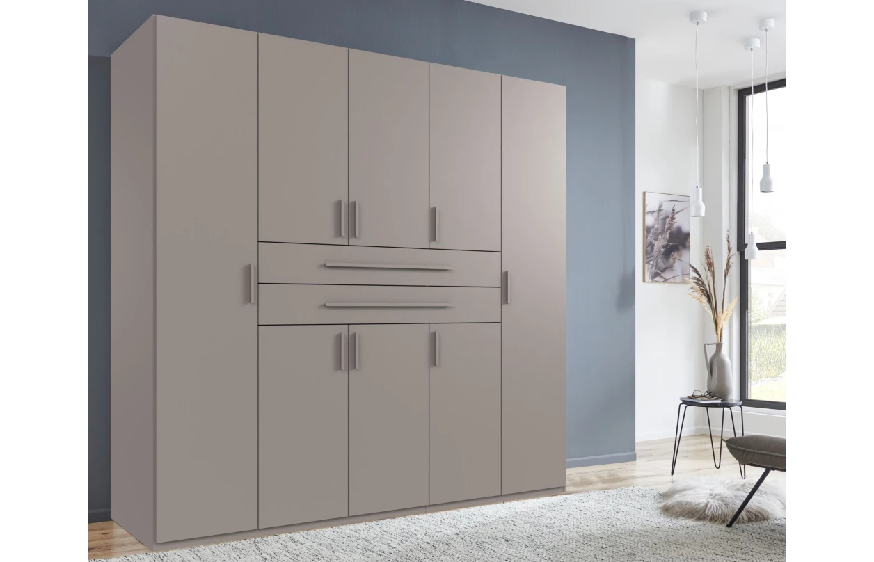 Šatníková skriňa so zásuvkami Digit, 225 cm, béžová kašmír/dub artisan 62