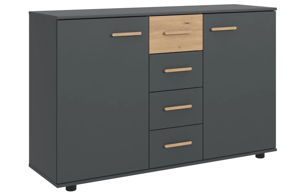 Šatníková skriňa so zásuvkami Digit, 225 cm, béžová kašmír/dub artisan 106
