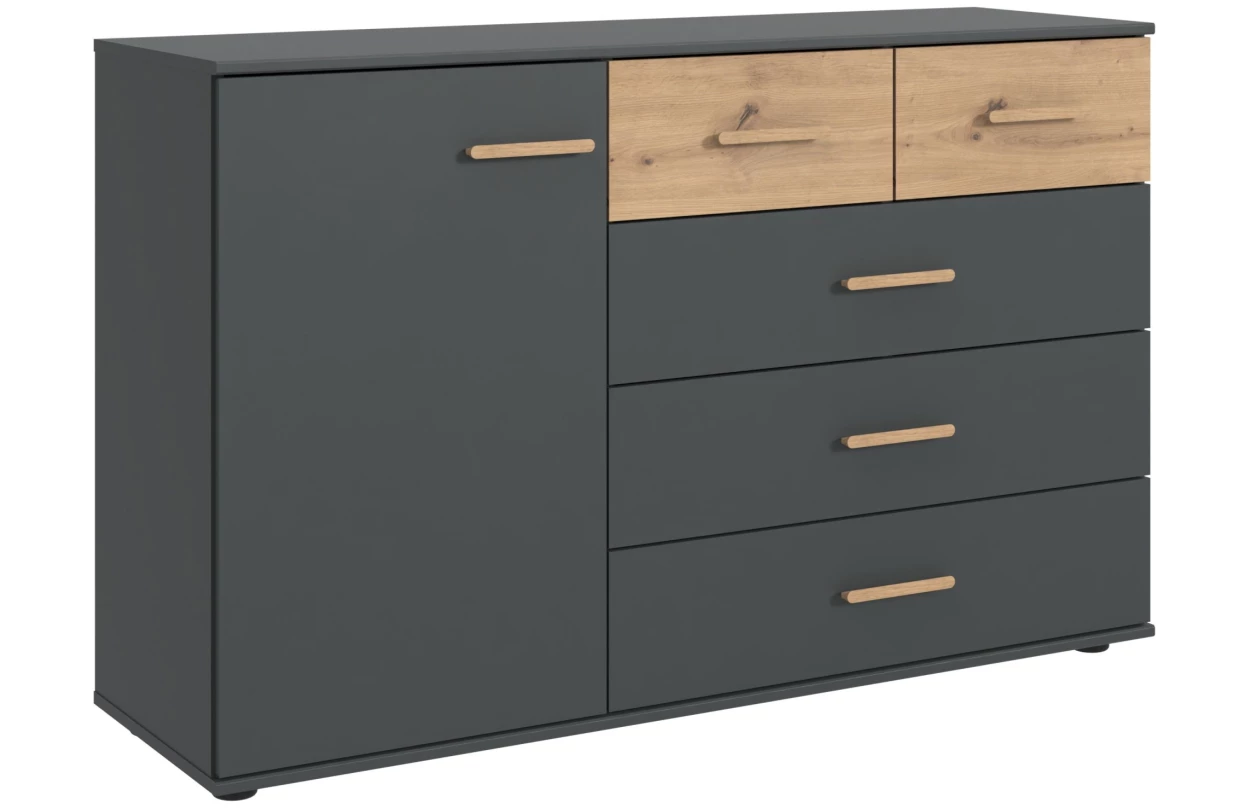 Šatníková skriňa so zásuvkami Digit, 225 cm, béžová kašmír/dub artisan 107