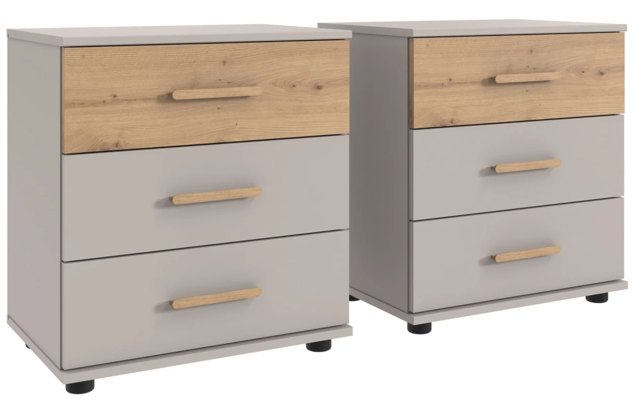 Šatníková skriňa so zásuvkami Digit, 225 cm, béžová kašmír/dub artisan 126