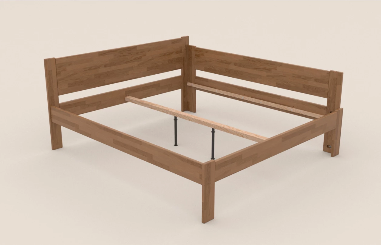 Rohová posteľ so zástenou vpravo Fava P 180x200 cm, prírodný buk 4