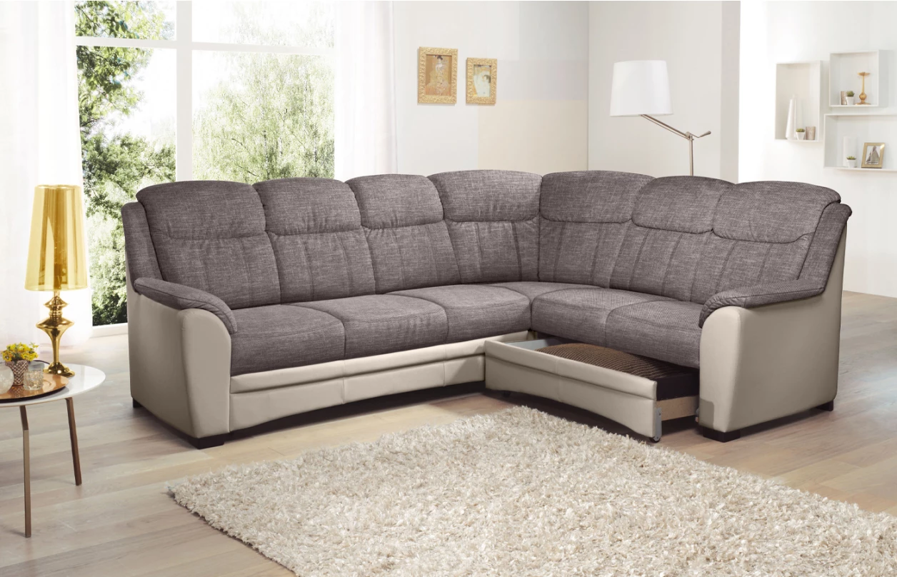 Rohová sedacia súprava Bruno, šedo-hnedá látka, pravý roh 6