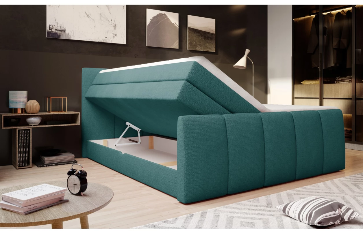 Posteľ boxspring Fresco 180x200 cm, petrolejová látka 16