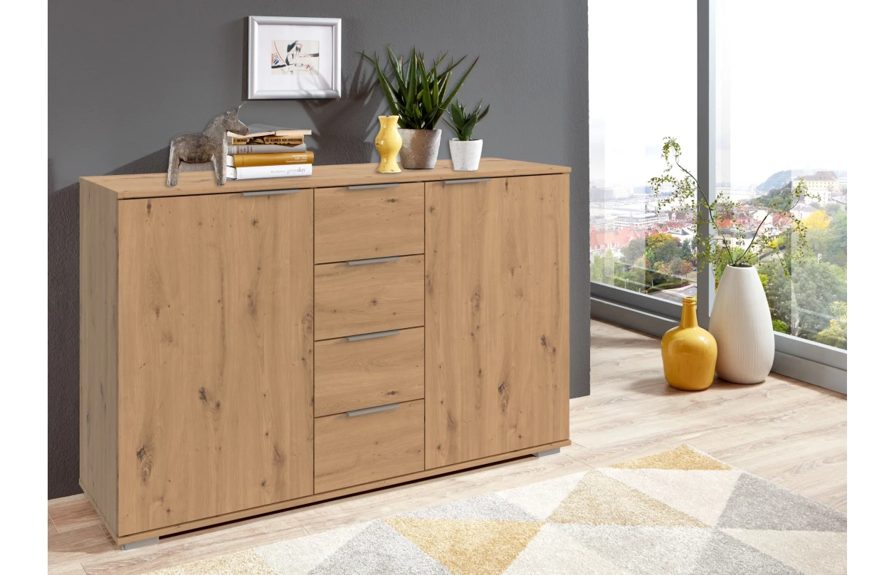 Skrinka s 5 zásuvkami Easy Plus, 49 cm, dub sonoma/zrkadlo