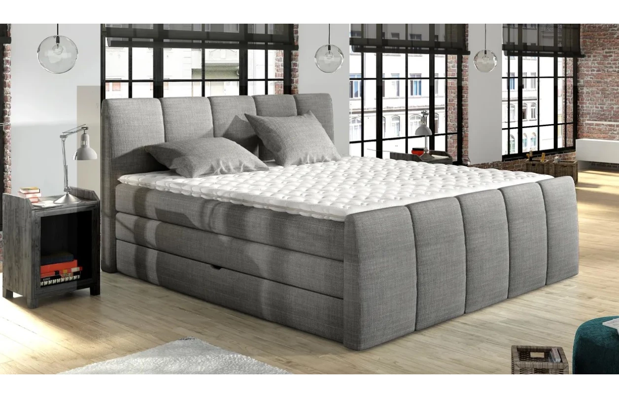 Posteľ boxspring Fresco 180x200 cm, tmavo šedá látka 1