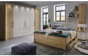 Šatníková skriňa Kanada, 300 cm, dub bianco/šedá