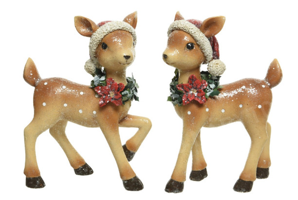 Vianočné dekorácie (2 druhy) Srnka s čiapkou