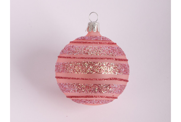 Vianočná ozdoba guľa 6 cm, ružová, sklo