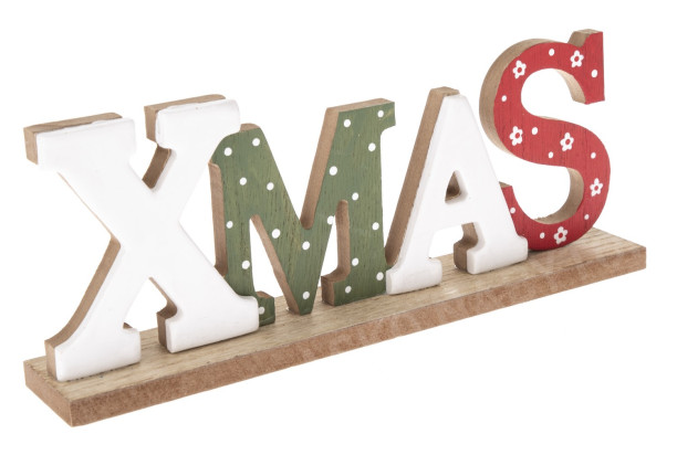 Vianočné dekorácie Nápis XMAS, drevený