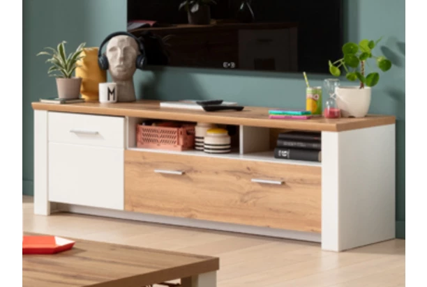 TV skrinka Matera, 164 cm, starý dub/biela