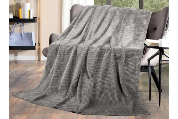 Flanelová deka Cashmere Dots 220x240 cm, šedá