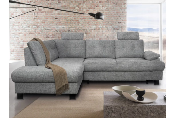 Rohová sedačka Roxy, holubia šedá látka, ľavý roh