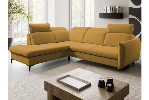 Rohová sedacia súprava Glow, žltá látka, ľavý roh